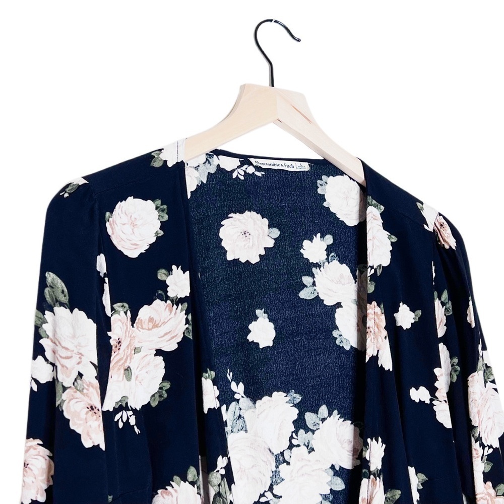 Abercrombie Tea Rose Tie Front Kimono - Size Large - Picture 2 of 7